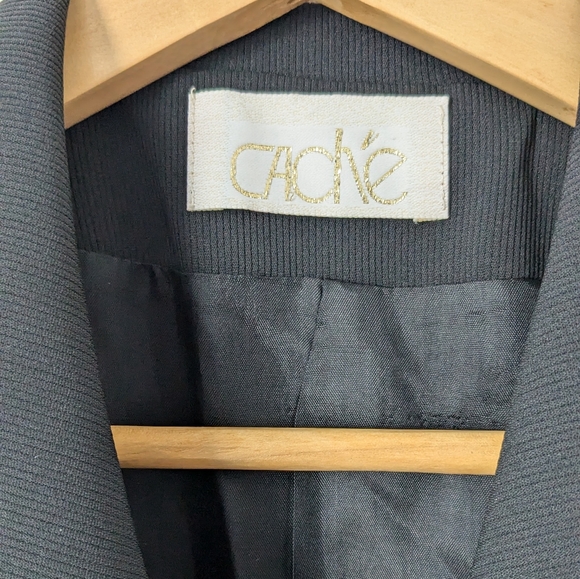 Vintage Cache Double Breasted Black Blazer Sz 8 - Picture 5 of 6